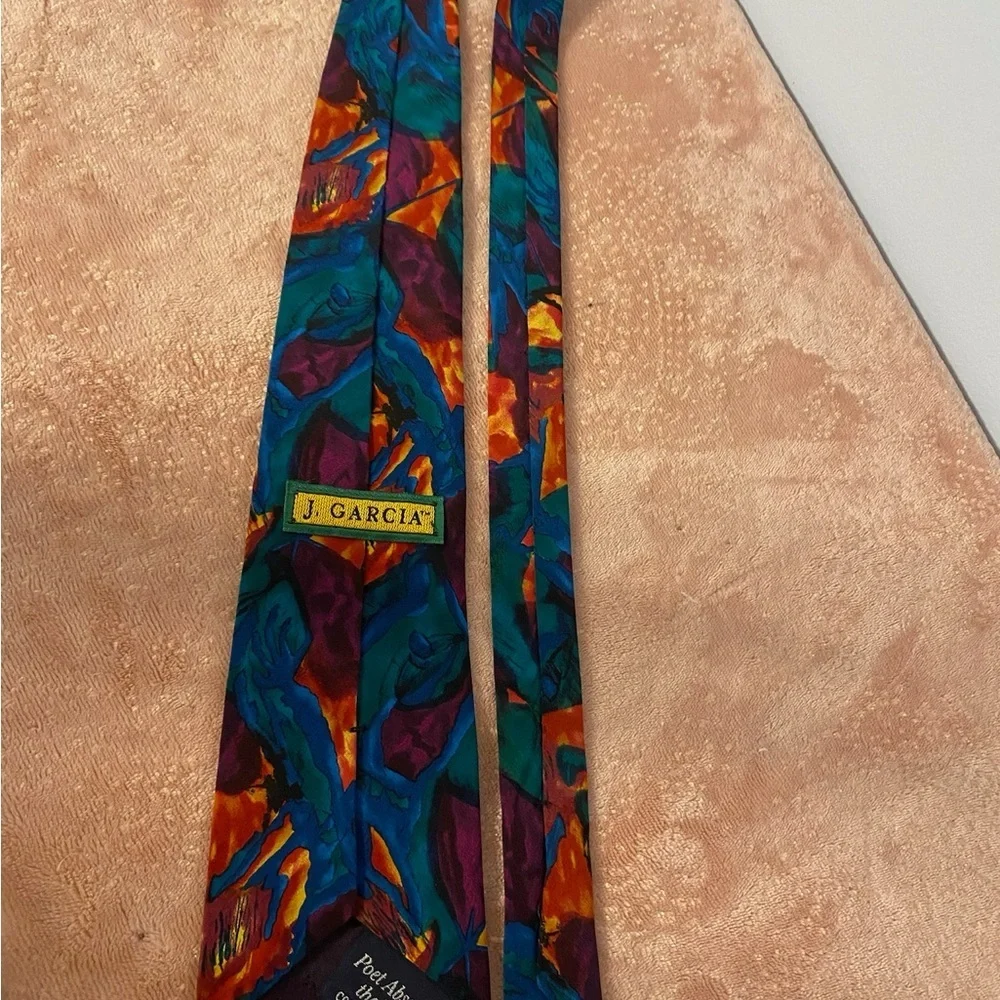 J. Garcia Vibrant Abstract Tie in Teal and Orange